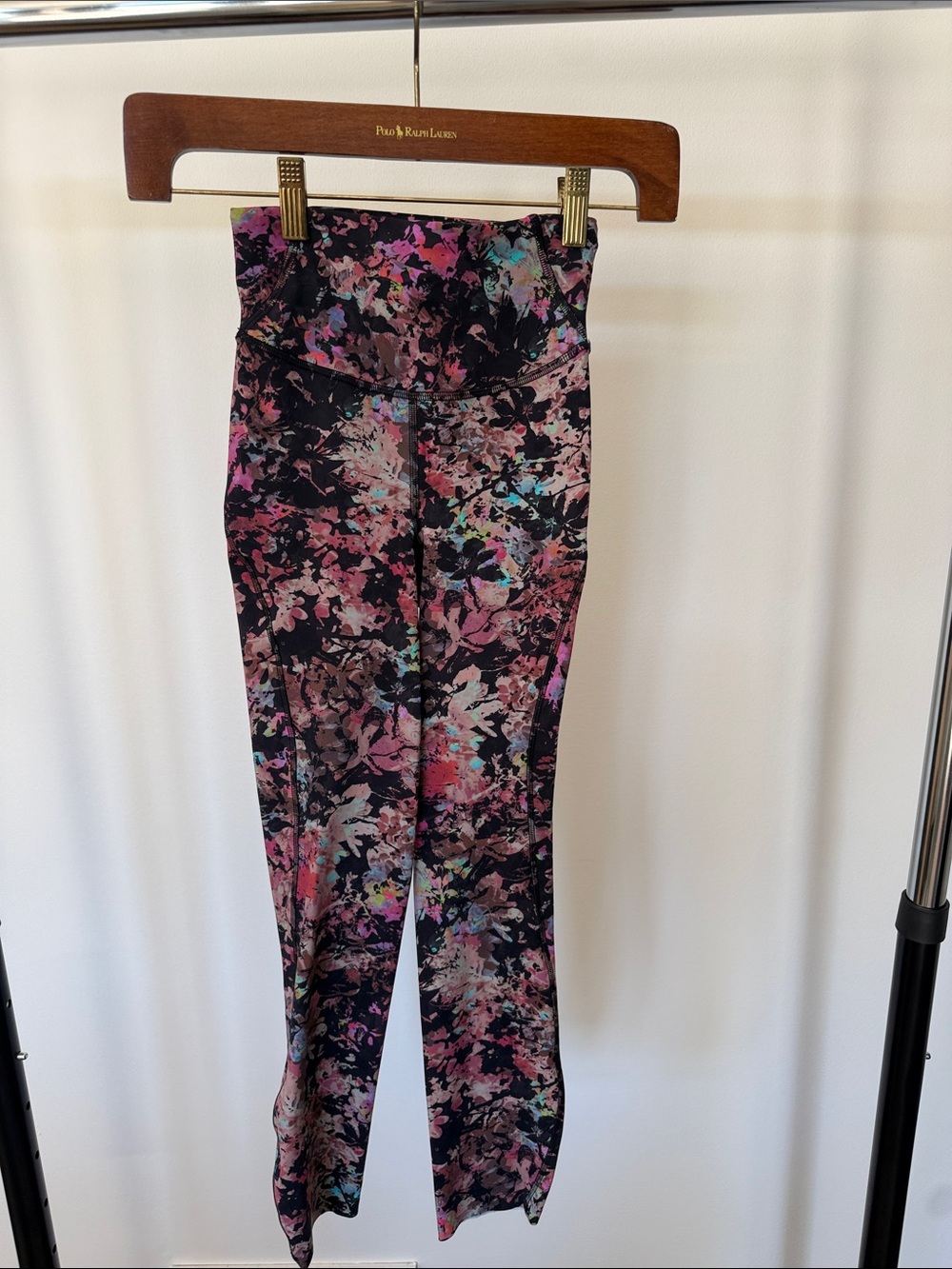 lululemon athletica Black Floral High-Rise Leggings with Pink and Teal Accents